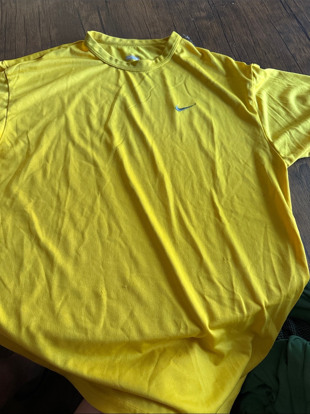 Nike Men's Bright Yellow Short Sleeve Dri-FIT Tee with Swoosh